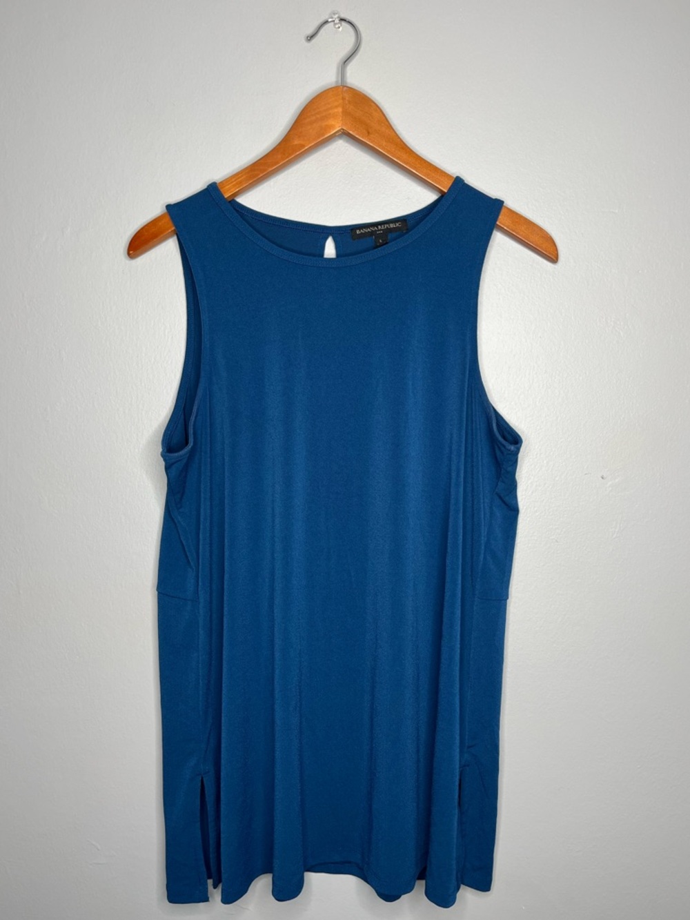Banana Republic Blue Teal Keyhole Back Tank Tunic Blouse Shirt Top B